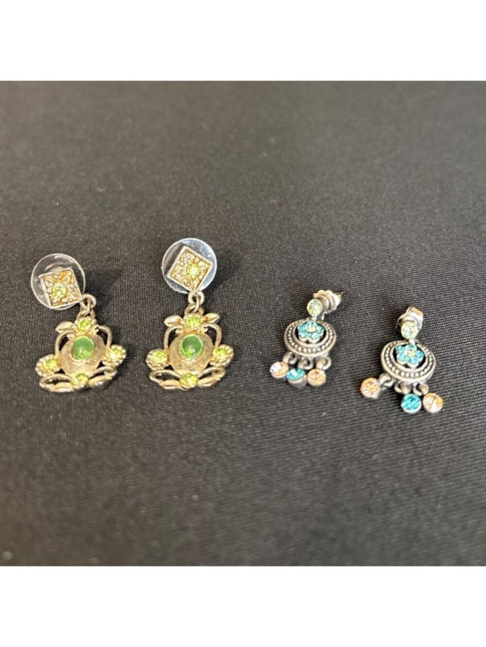Vintage Dangle Earring Lot of 5 Studs & Dangling Gemstones Costume Earrings - Picture 3 of 16